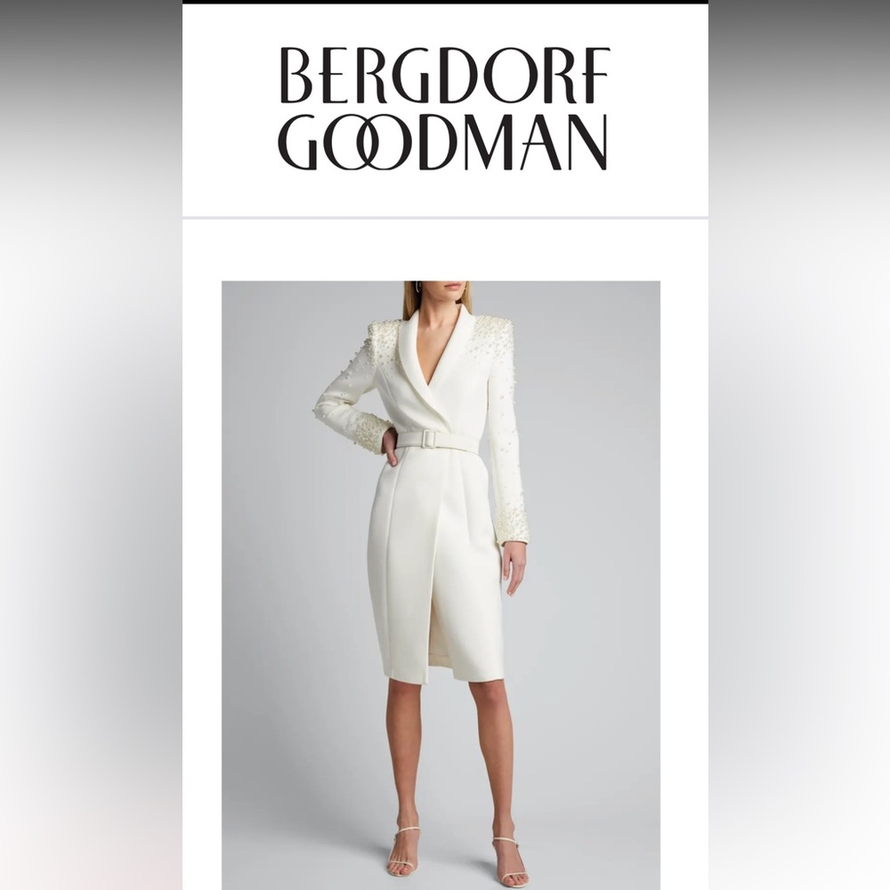 Embellished Long-Sleeve Scuba Coat Dress